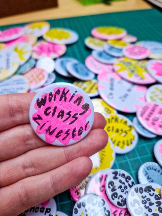 2025-09-15 18.03.30 Working Class Zinester (38mm riso badge)