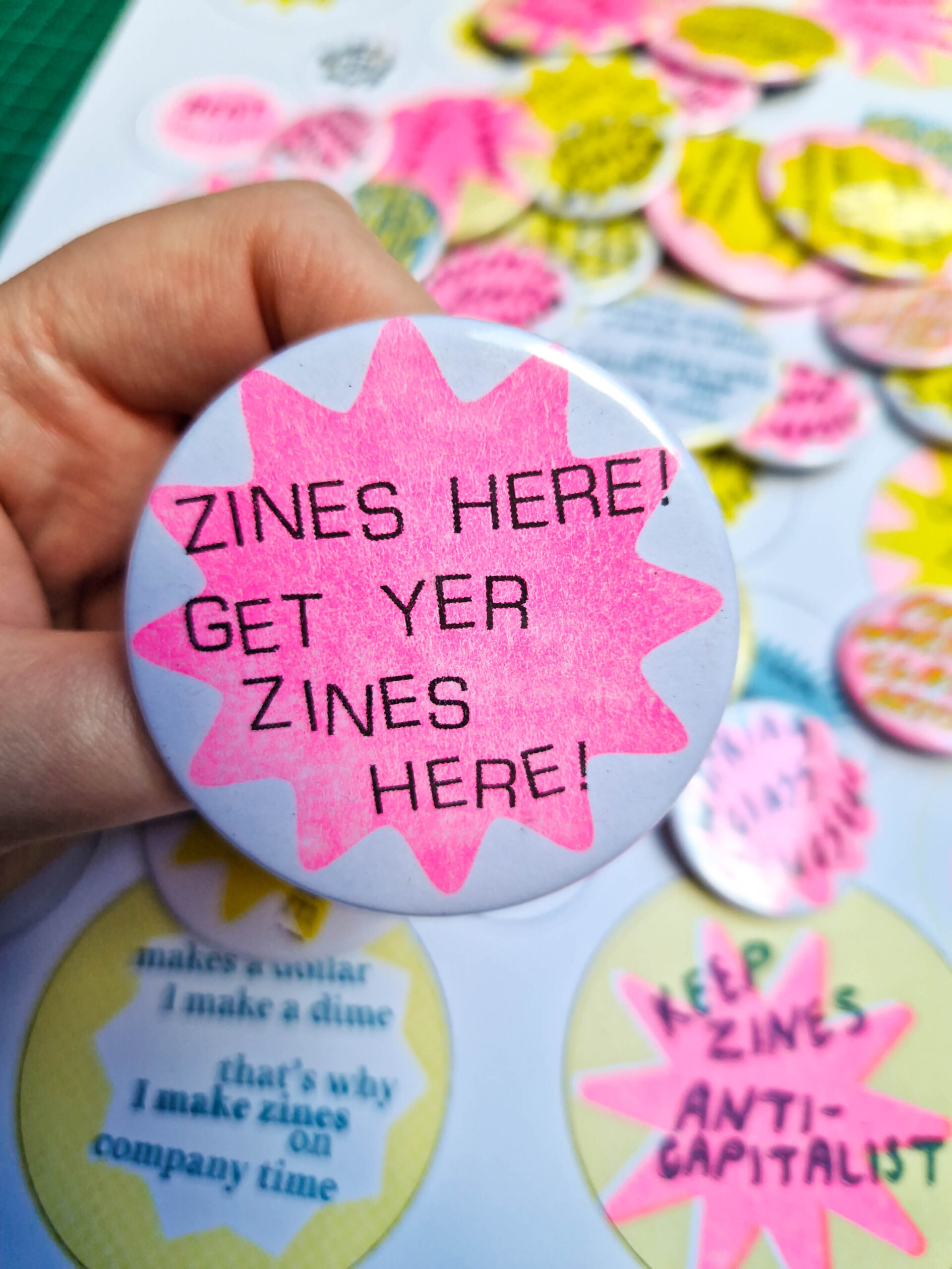 Zines here! Get yer zines here! (59mm riso badge) - Image 2